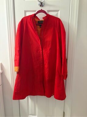 Rainshedder Bright Red Swing Coat with Mustard Accent